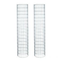 2 Gabions de pierre colonne ronde en métal galvanisé ø 35 cm hauteur 160 cm