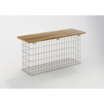 Gabiondeco - Banc de jardin Teck 102 cm x 50 cm x 32 cm. maillage 5 x 10 cm. galvanisé à chaud - Made in Germany