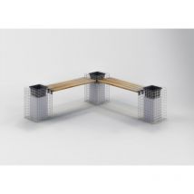 Gabiondeco - Banc de jardin Teck 205 cm x 60 cm x 37 cm. maillage 5 x 5 cm. galvanisé à chaud - Made in Germany