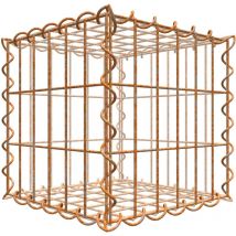 Gabiona - Gabiondeco - Gabion aspect rouille 30 cm x 30 cm x 30 cm (l x h x p). taille des mailles 5 x 10 cm. formation de rouille naturelle en cours