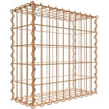 Gabiona - Gabiondeco - Gabion aspect rouille 50 cm x 50 cm x 20 cm (l x h x p). taille des mailles 5 x 10 cm. formation de rouille naturelle en cours
