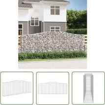 The Living Store Panier de gabions arqué 400x50x140/160 cm Fer galvanisé - Paniers De Gabions - Mur De Gabions - Clôture Végétale - Décoration Jardin