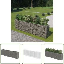 Hommoo - The Living Store Gabionen-Hochbeet Verzinkter Stahl 360×50×100 cm - Gabionen-Hochbeet - Stahlteil - Gartendekoration - Zierpflanzenbehälter