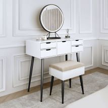 Carme Home - Gabriella Dressing Table with Touch Sensor led Mirror-White/Black