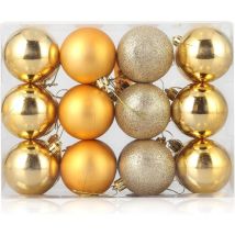 Gabrielle - 24 Stück 3 Arten Goldene Weihnachtskugeln, Schöne Weihnachtsbaum-hängekugeln, Silvester-partydekorationen Für Drinnen Und Draußen, 6 Cm