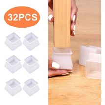 32 Pack Square Silicone Table Chair Leg Caps, Protect Chair Legs, Prevent Scratches and Noise to Protect Floor, for 1.4' Table Legs - Gabrielle