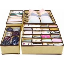 4pcs Boite Rangement Tiroir, Boite Rangement Vetement Dressing, Boite Rangement Placard Pliable, Boite Rangement Tiroir pour Soutien Gorge, Cravates,