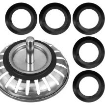 Goodforyou - gabrielle 5-Pack Kitchen Sink Rubber Seals, for Sink Drain Plug, Strainer and Basket Seal (Convex Wedges)