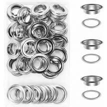 Ahlsen 50 Grommets Eyelets Ensembles Oeillets 20mm Grommet Kit Oeillet pour Toile Bâche Tente de Réparation Argent