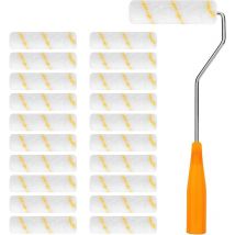 Ensemble de 20 rouleaux à peinture – Mini rouleaux à peinture avec support de rouleau de pouce – Convient pour la décoration murale architecturale et