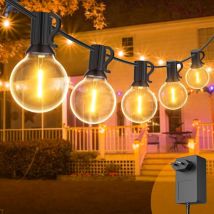 Famille - gabrielle Guinguette Outdoor String Lights, 30m led Outdoor String Lights with 52 Plastic Bulbs for Outdoor Use, Waterproof Guinguette