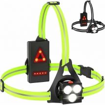 Lampe de Course à Pied,lampe de course à led rechargeable par USB,lampe de poitrine réglable à 120°,500 lumens,Éclairage Pour Course avec bandes