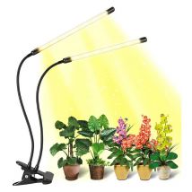 Lampe Horticole led, Lampe De Croissance Pour Plantes D'Intérieur, Lampe Plante D'Intérieur à Clipser Avec Led 2 Têtes(Lumière rouge et bleue)
