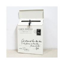 Famille - gabrielle Lockable Iron Mailbox, Wall Mounted Mailbox, Vintage Post Box, White