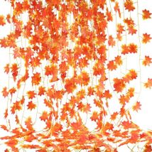 GABRIELLE Plantes artificielles suspendues, 12 pièces, 2.45 m, fleurs artificielles, guirlande de feuilles d'érable d'automne pour balcon intérieur