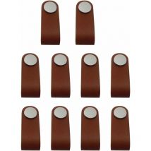 Poignée De Meuble Poignée De Meuble En Cuir Bouton Marron Poignée D'Armoire Poignée De Boucle En Cuir Boutons D'Armoire Boutons De Meuble, Lot De 10