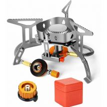 Gabrielle - Réchaud de Camping à Gaz 3500 w, Brûleur Camping, Poêle Ultra-Léger Cuisinière Extérieur Pliable, Coupe-Vent et avec Allumage