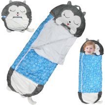 Sac de couchage pour enfants, oreiller de sac de couchage 2 en 1, sac de couchage pliable en forme d'animal mignon, sac de couchage doux et chaud