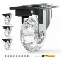 Gabrielle Set mit 4 Möbelrollen mit Bremsen, um 360° drehbare Lenkrollen, bis zu 600 kg, keine Spuren auf dem Boden, Schrauben im Lieferumfang