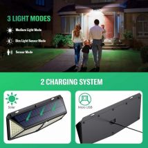 Gabrielle - Solar Light Outdoor, 180 LEDs Powerful Lighting - 900lm, 270° Angle Motion Sensor Solar Outdoor Lighting, Wireless Spotlight, Waterproof
