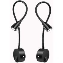 Ormromra - gabrielle Wall Bedside Lamp, 2 Lights, led Reading Light, Gooseneck Lamp, 3W, 3000K Warm White Reading Lamp