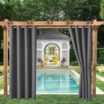 Gabrielle - Waterproof Outdoor Patio Panel Curtains, 2 Pairs Top Curtains, Thermal Topper Curtains Indoor, Home Blackout Curtains for Garden Porch