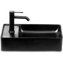 Stilform - Gäste Wc Waschbecken Soho 2.0 In 46 X 25 Cm Keramik Für Wandmontage Oder Aufsatzwaschbecken Mit Hahnloch In Schwarz Matt:hahnloch Links