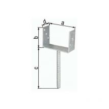 Base palo a u ETA-10/0210 91x100x200x60mm tzn con ancoraggi in calcestruzzo su lamiera grecata gah