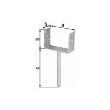GAH Alberts U-Pfostenträger ETA-10/0210 81x100x200x60mm TZN m.Betonanker a.Riffelstahl - 214258