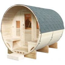 Holls - Sauna Gaïa Holl's Dampfkabine Außen Fichte - Beleuchtung Innen Terrasse Sitzbänke - Luna - Inklusive Zubehörpaket