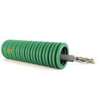 Gaine électrique préfilée – 20 mm – 100 m – Câble FTP catégorie 5E – Vert – PMFLEX