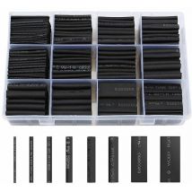 Gaine Thermorétractable 650pcs Tube Thermorétractable Noir 8 Tailles Ratio 2:1 Gaine Thermo Retractable Kit, Noire-