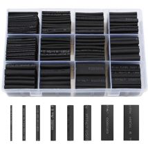 Gaine Thermorétractable 650pcs Tube Thermorétractable Noir 8 Tailles Ratio 2:1 Gaine Thermo Retractable Kit, Noire