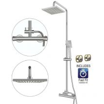 Gainsborough - Bathroom Thermostatic Mixer Shower Square Twin Head + ffk Aqualisa
