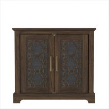 Buffet 2 portes Galano Enfield, 82.2cm w x 39.8cm d x 74.4cm h – pour salon, entrée, couloir, cuisine – Couleur noyer royal
