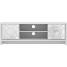 Galano - Meuble tv 2 portes Iris , 140cm w x 39.8cm d x 46.8cm h - Couleur blanc