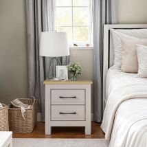 Galano - Limestone 2 drawer bedside - 45cm w x 39.5cm d x 48.2cm h ,Side table storage oraganizer for bedroom, living room - Light grey