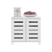 Meuble à chaussures 2 portes Galano Lismore, 76.7cm w x 33cm d x 71cm h, Style Moderne, Couleur blanc mat