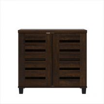 Galano - Meuble à chaussures 2 portes Lismore - 76.7cm w x 33cm d x 71cm h , jusqu'à 12 paires de chaussures - Couleur noyer poussiéreux