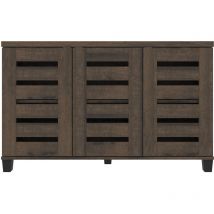 Meuble à chaussures 3 portes Galano Lismore, 115cm w x 33cm d x 71cm h, Style Moderne, Couleur Chêne Dusty Foncé