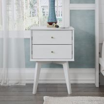 Uk Abby 2 Drawer Bedside Table - 39.5cm w x 39.5cm d x 59cm h - stylish side table, organizer and storage cabinet for bedroom, living room, hallway