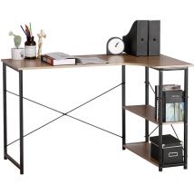 Frankystar - Gale - Bureau d'angle en bois et métal avec 2 étagères - 120x73x75 cm
