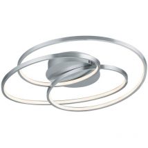 Frankystar - Gale Plafonnier led en acier satiné avec cercles concentriques et réglage d'intensité avec interrupteur D.60cm.