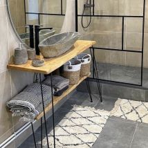 Galéo xxl - Lavabo da appoggio 90/100 cm in pietra di fiume - Grande formato chic