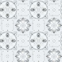Galerie - Geometric Floral Wallpaper Metalic Finish Grey Wall Covering