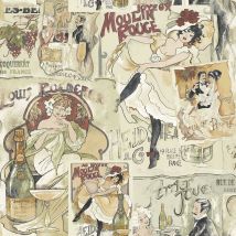 Moulin Rouge Wallpaper Traditional Vintage Red Beige Paste The Wall - Galerie