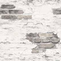 Galerie - Realistic Worn White Grey Brick Wallpaper Modern Paste The Wall