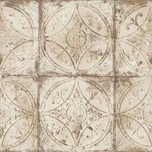 Galerie - Rustic Traditional Floral Tile Wallpaper Beige Stylish Paste The Wall