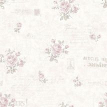 Galerie - Vintage Roses Pink Roses Bouquet Wallpaper Cream Postcard Paste The Wall