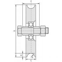 Comunello - Roue à gorge ronde 310 diamètre 60 mm - 1 roulement pour roues à roulements à billes - communello
